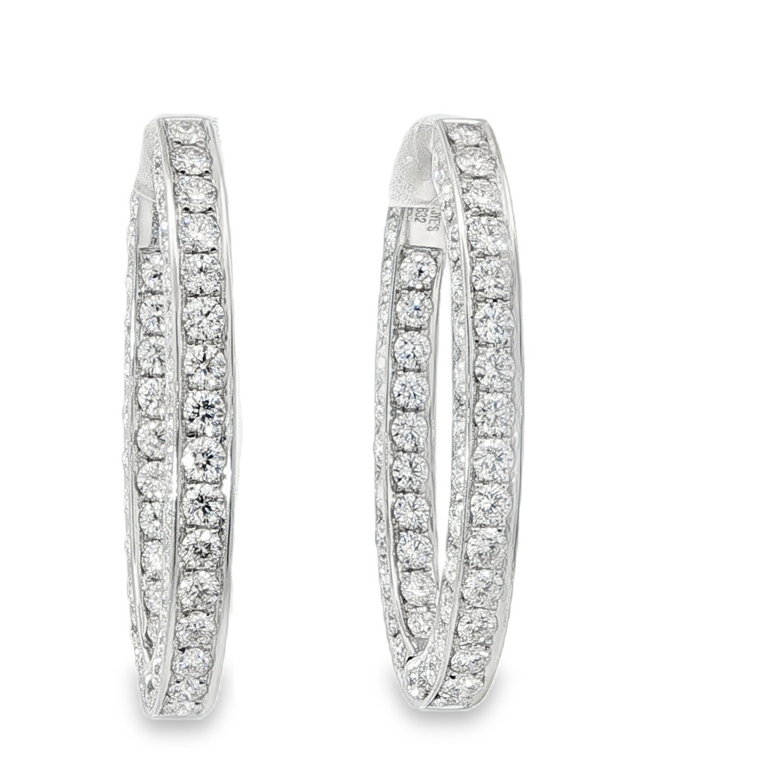 White Gold And Diamond Oval Inside-Out Hoops Weighing 8.92cts