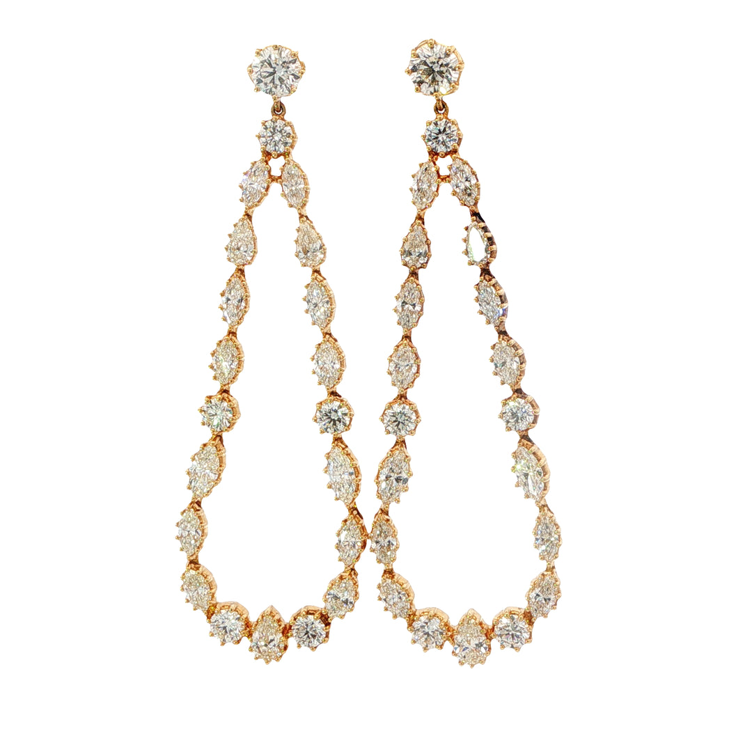 Yellow Gold Open Teardrop Dangle Earrings