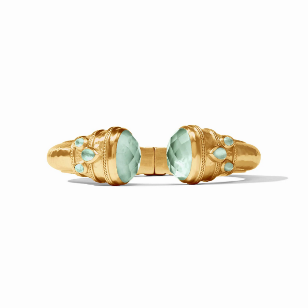Cannes Cuff With Iridescent Aquamarine Blue Stones