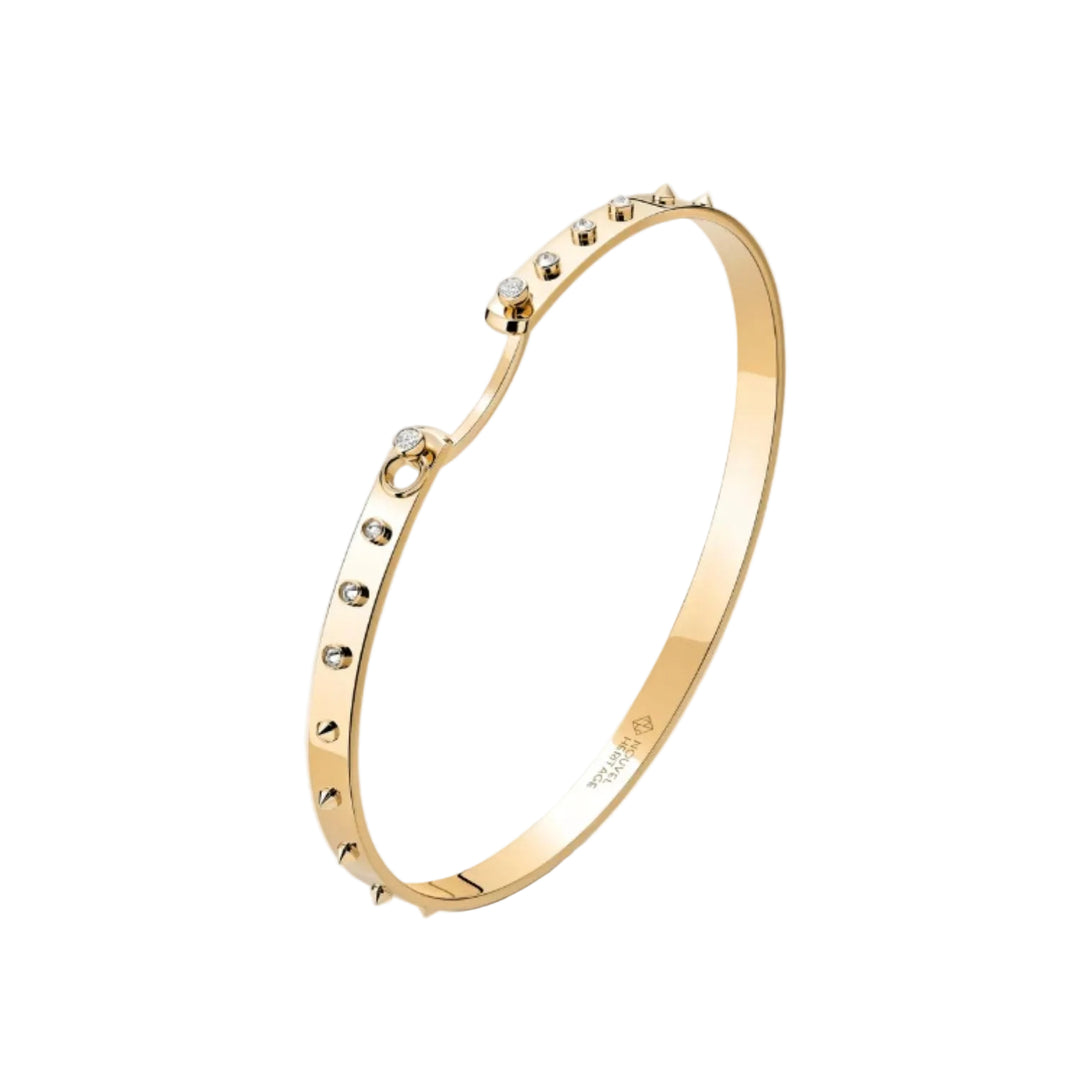 18K Yellow Gold Brunch In NY Mood Bangle With Round Diamonds
