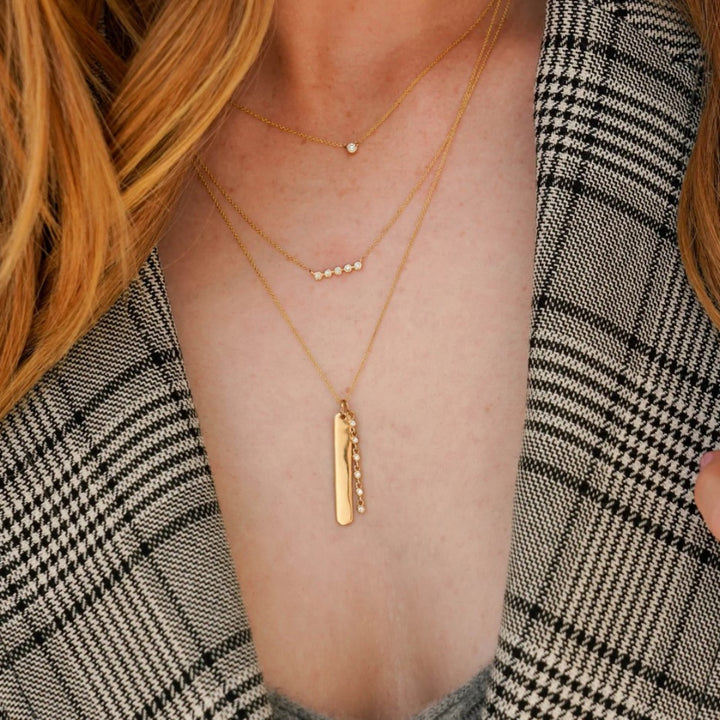 Lulu Jack Mini Bezel Set Diamond Bar Necklace - 16"