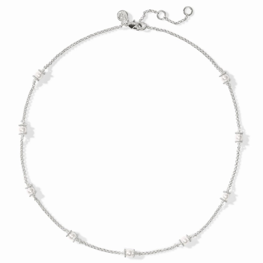 Pearl Hydra Delicate Station Necklace In Silver