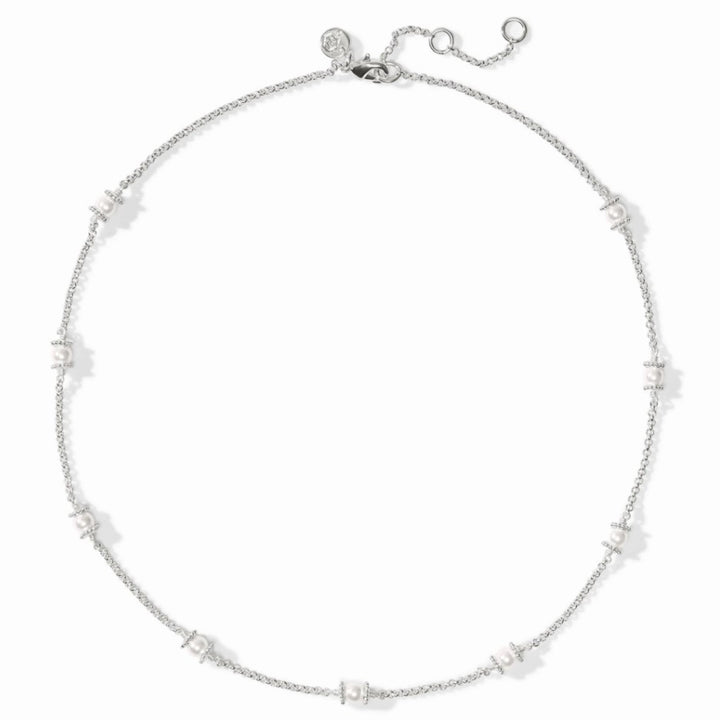 Pearl Hydra Delicate Station Necklace In Silver