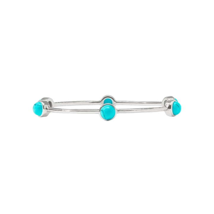 Silver Milano Luxe Bangle In Turquoise Blue