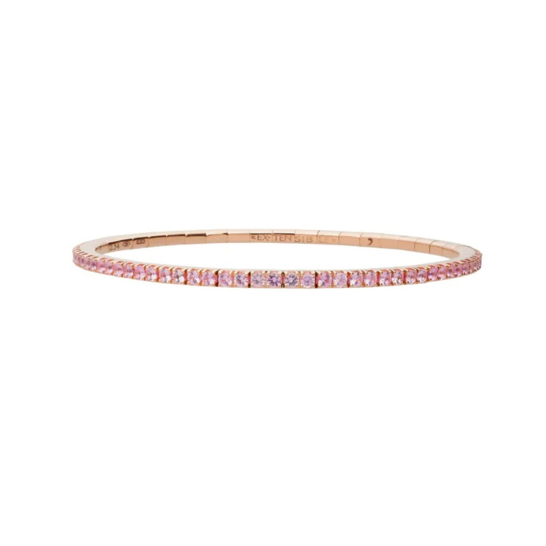 18K Rose Gold Stretch Tennis Bracelet With Pink Sapphires
