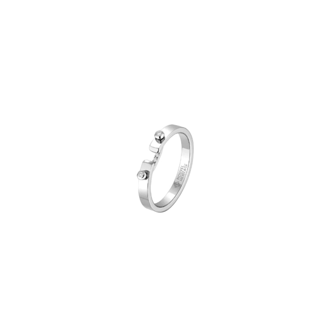 18K White Gold Business Meeting PM Mood Ring With Diamonds - Size 7.5