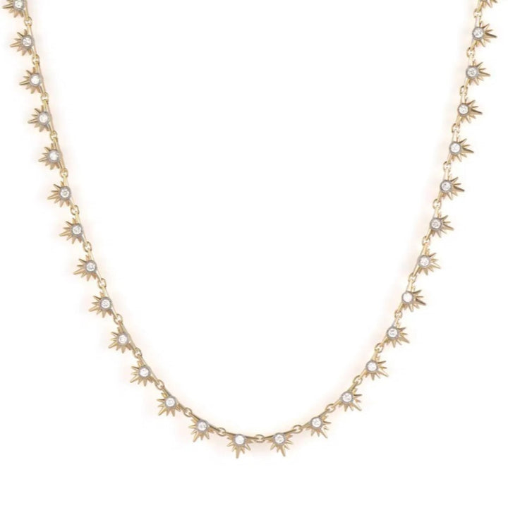 14K Gold Love Explosion Diamond Star Tennis Necklace