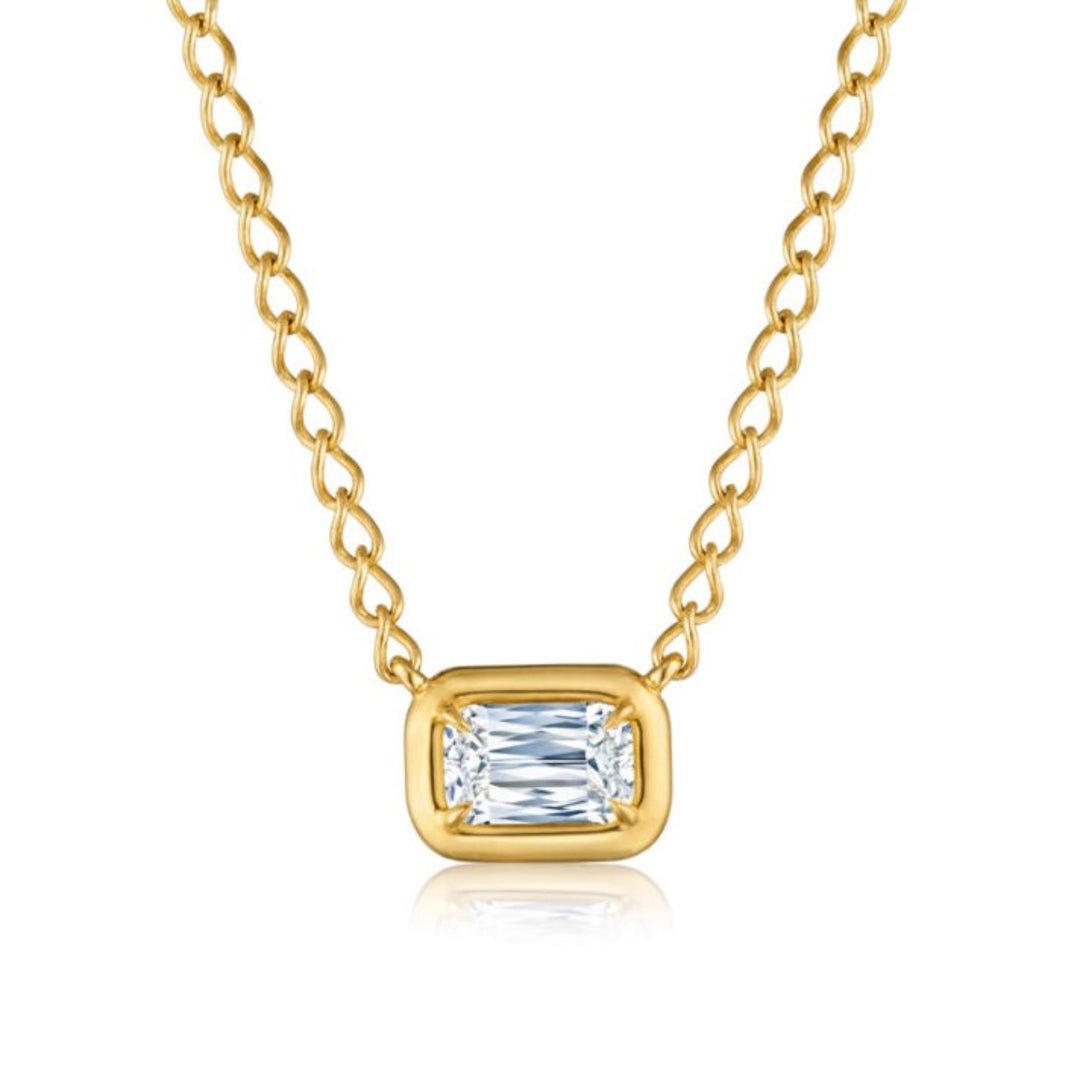18K Yellow Gold Pendant Necklace With Bezel Set Ashoka Diamond - 16"