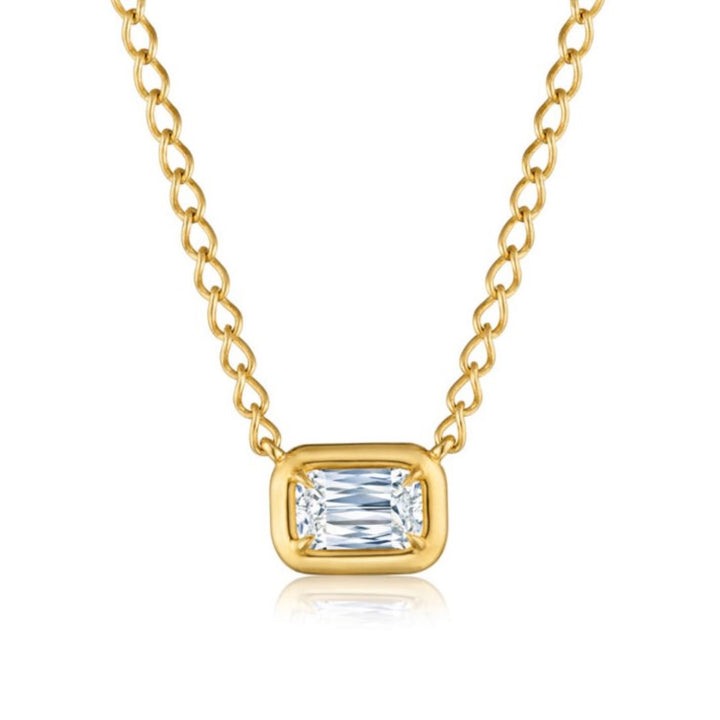18K Yellow Gold Pendant Necklace With Bezel Set Ashoka Diamond - 16"