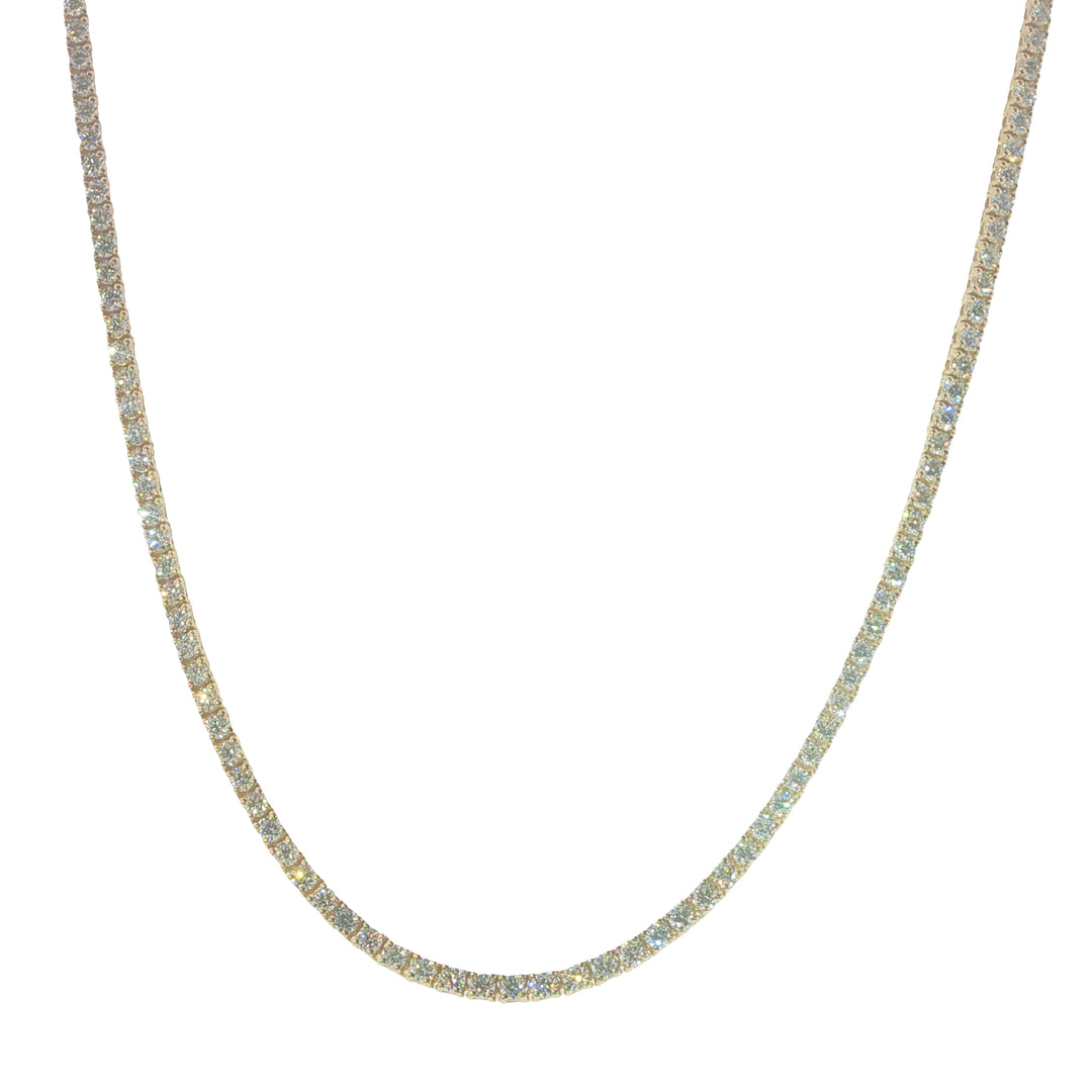 14K Yellow Gold And Diamond Tennis Necklace Weighing 6.53cts - 19"