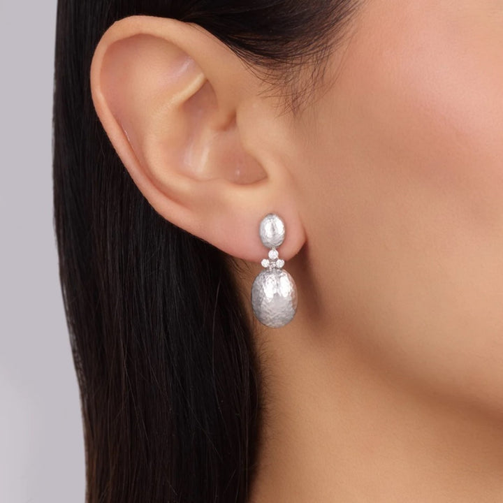 Spell Couture Silver Single Drop Earrings With Diamond Accents
