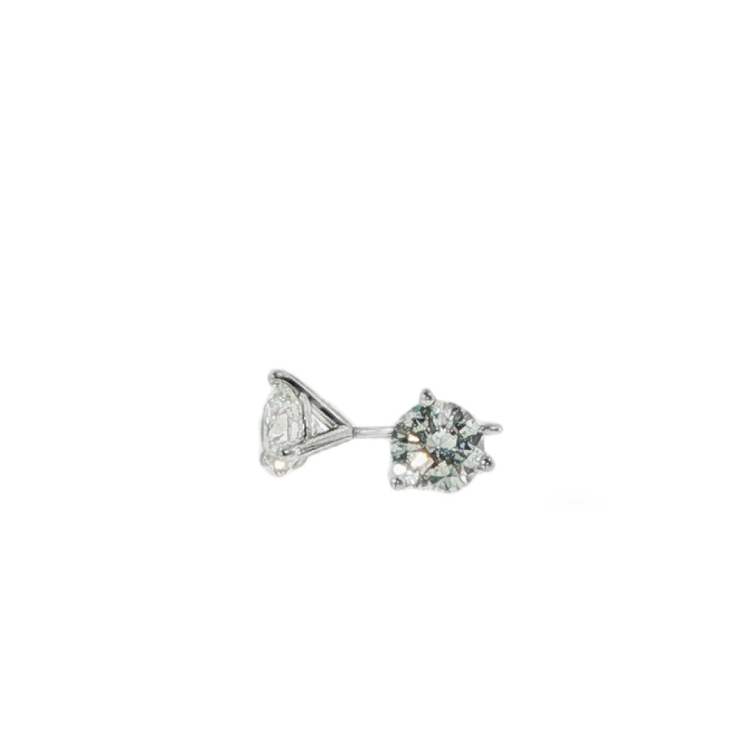 14K White Gold 3 Prong Round Diamond Studs Weighing 1.40cts