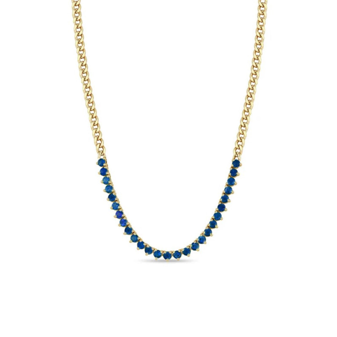 Blue Sapphire Segment Tennis Necklace