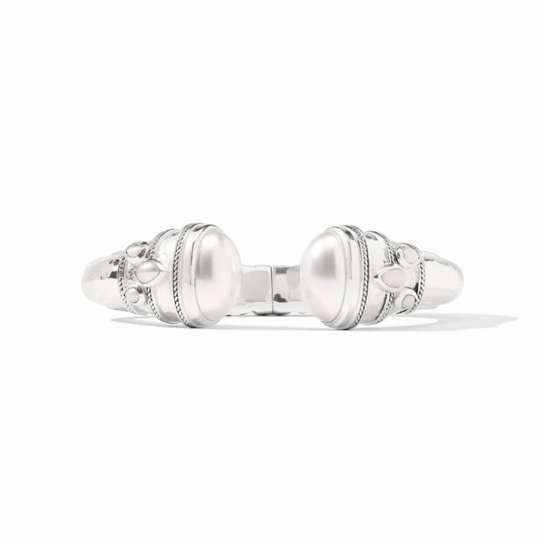 Silver Cannes Cuff With Pearl
