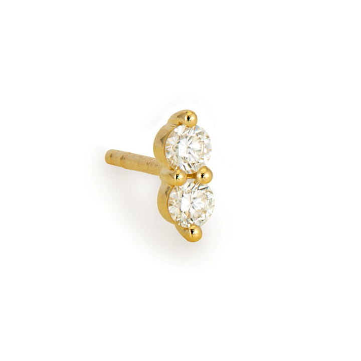 14K Gold Double Diamond Stud