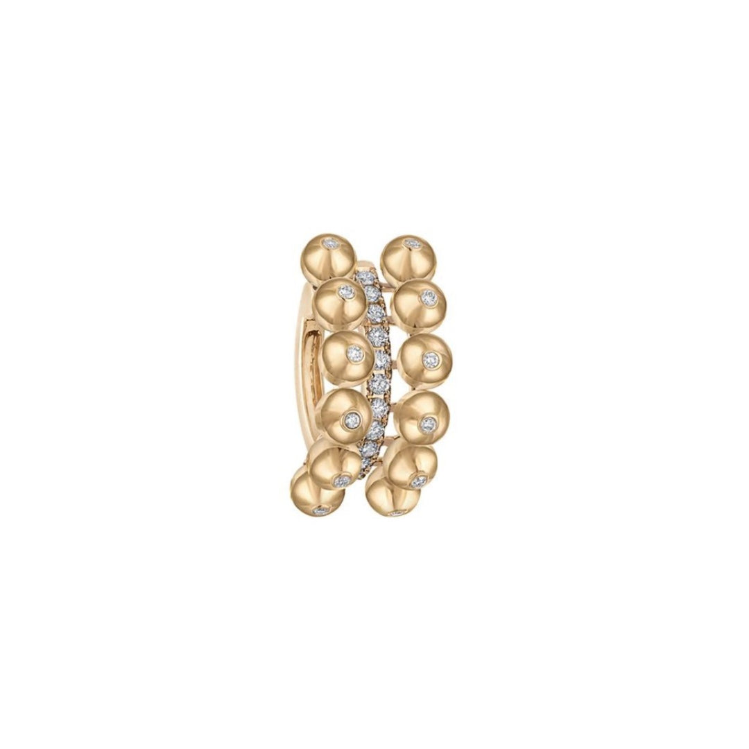 14K Yellow Gold Bubbles Double Row Ear Cuff