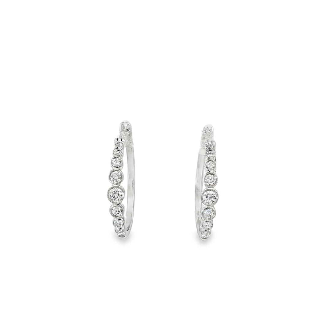 White Gold Graduated Diamond Hoops Weighing 0.50cts