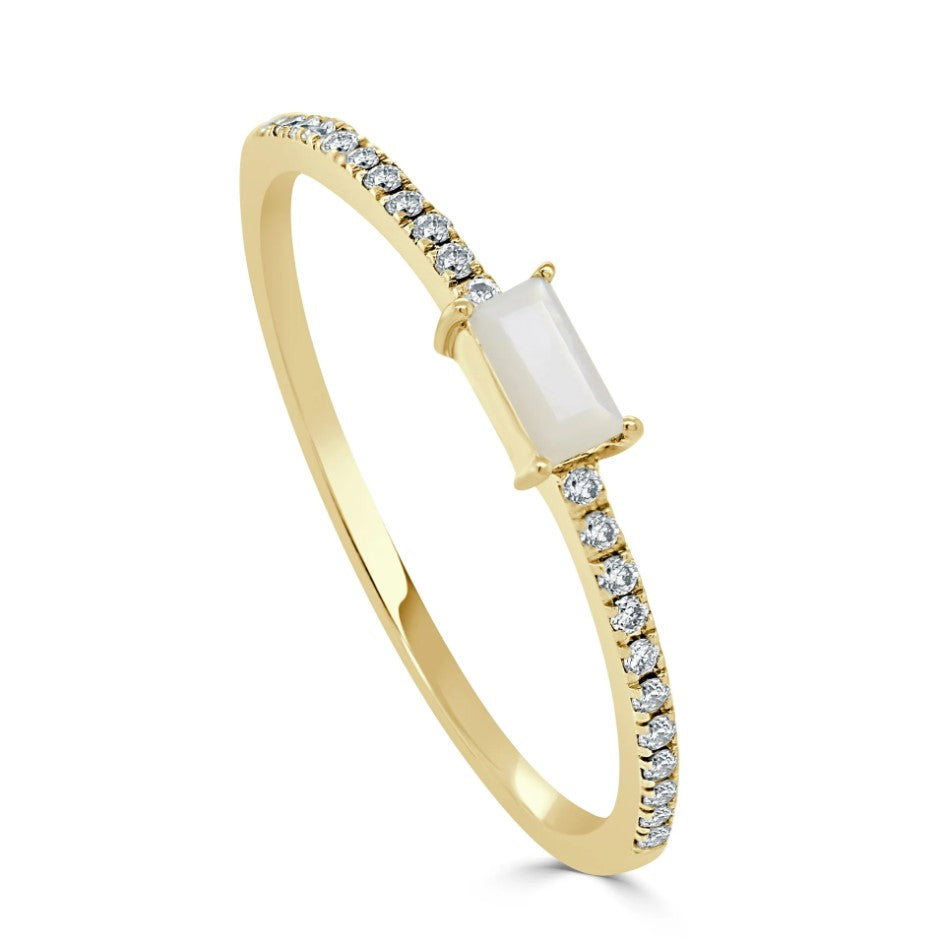 Mother of Pearl and Diamond Birthstone Ring