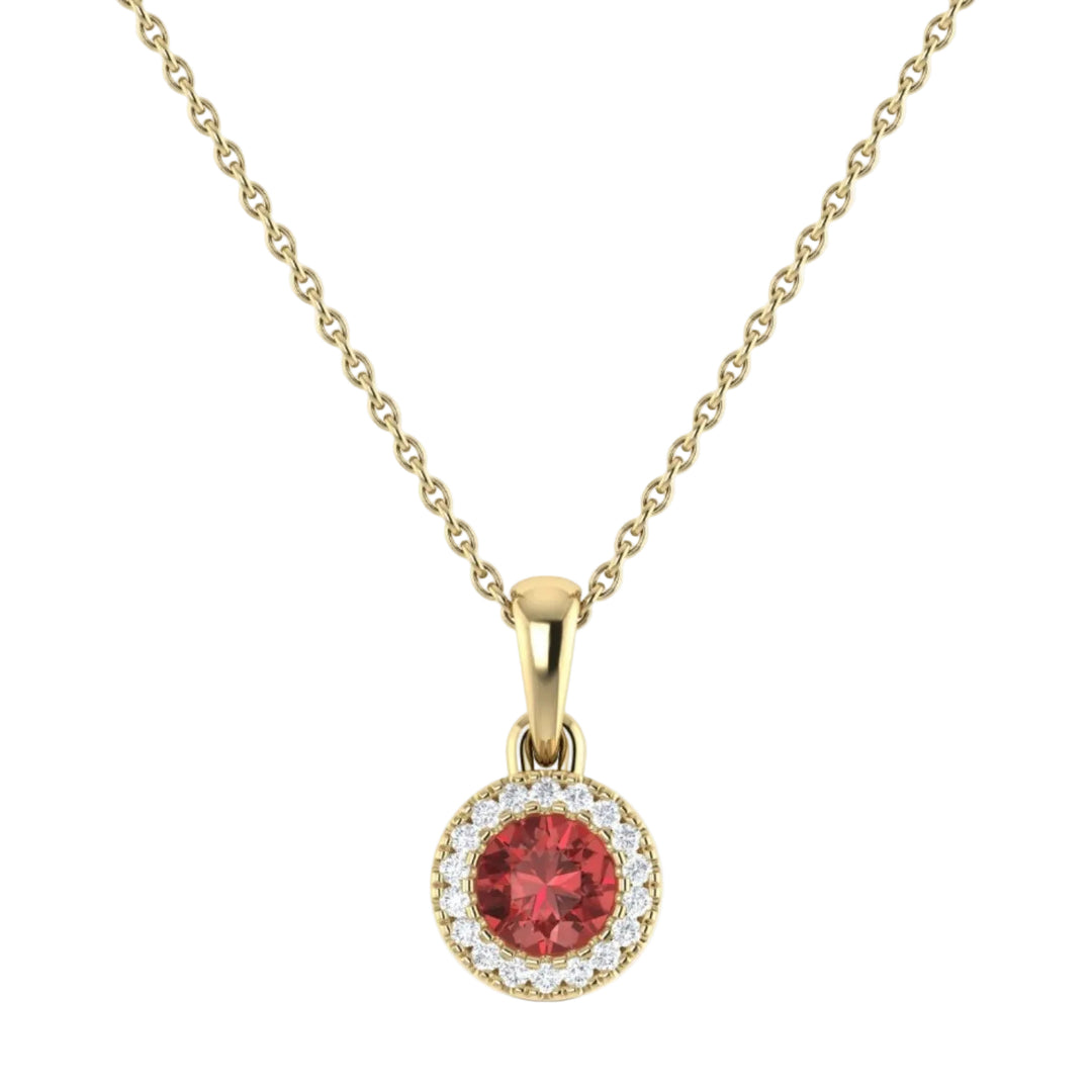 Garnet and Diamond Circle Pendant