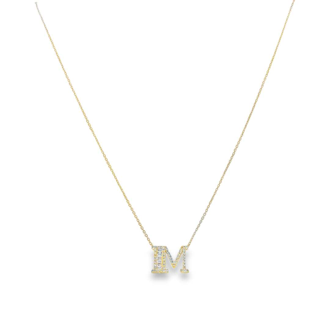 18K Yellow Gold Small Petra "M" Pendant Necklace