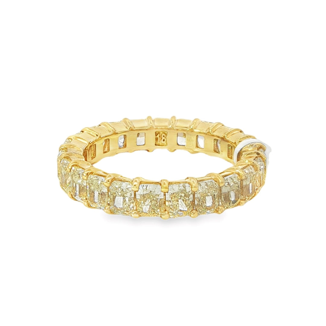 Yellow Gold Eternity Band With Fancy Yellow Radiant Cut Diamonds Weighing 4.63cts - Size 6.5