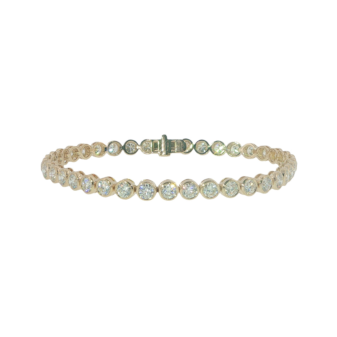 14K Yellow Gold Full Bezel-Set Diamond Tennis Bracelet - 8"