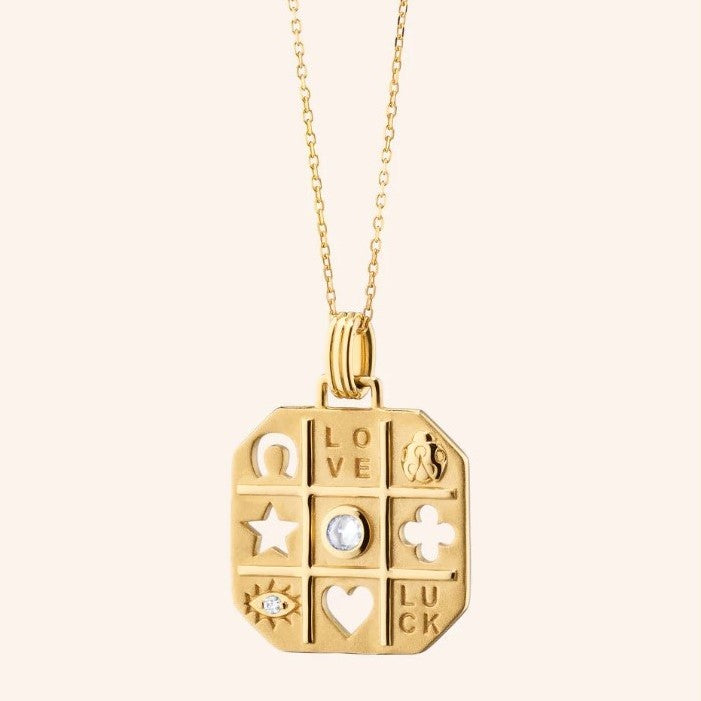 "Tokens of Luck" Necklace Charm With Center Diamond