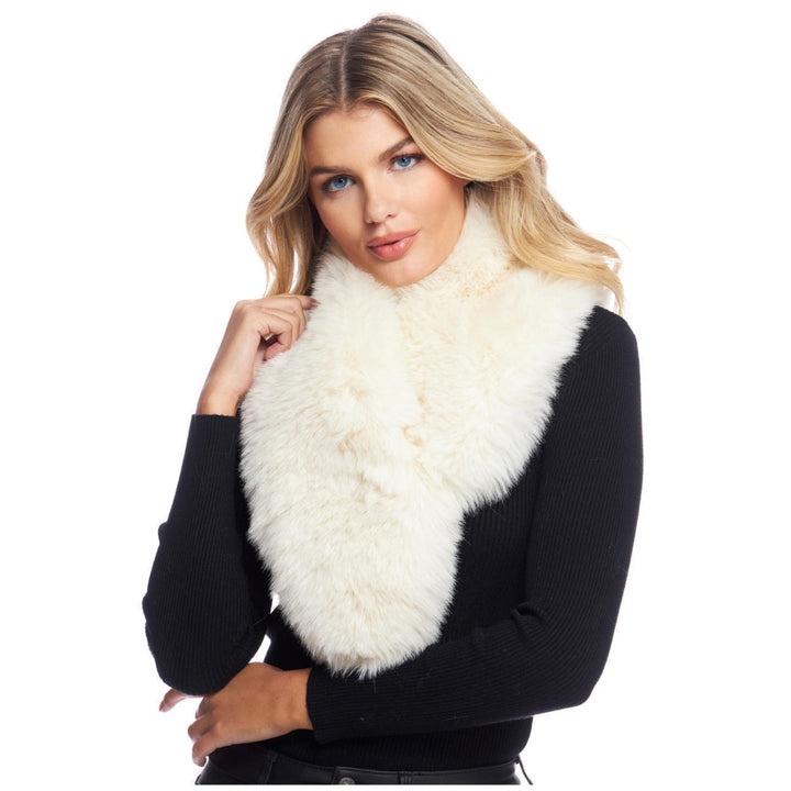 Ivory Faux Fur Chateau Clip Scarf