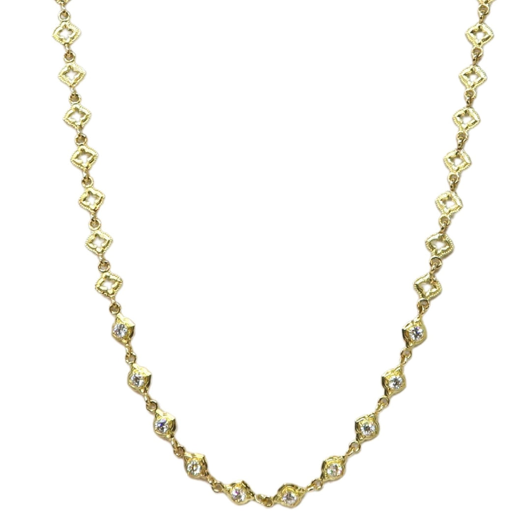 18K Gold Scroll Chain Diamond Necklace