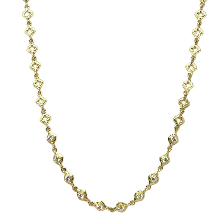 18K Gold Scroll Chain Diamond Necklace