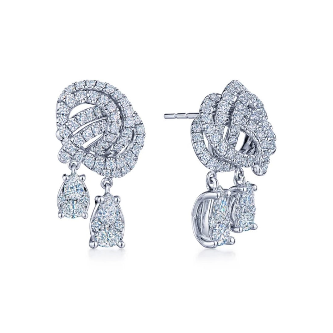 Entwine Open Knot Diamond Stud Earrings With Diamond Drops