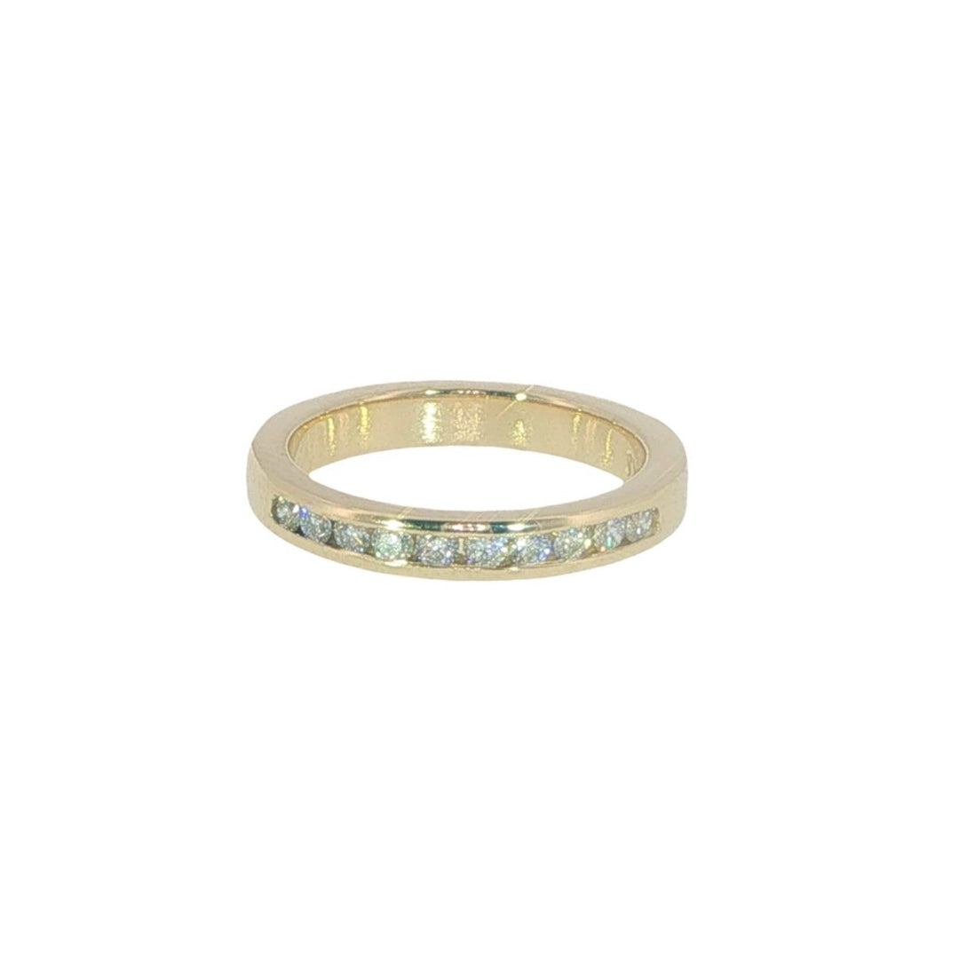14K Yellow Gold Channel-Set Diamond Wedding Band - Size 6