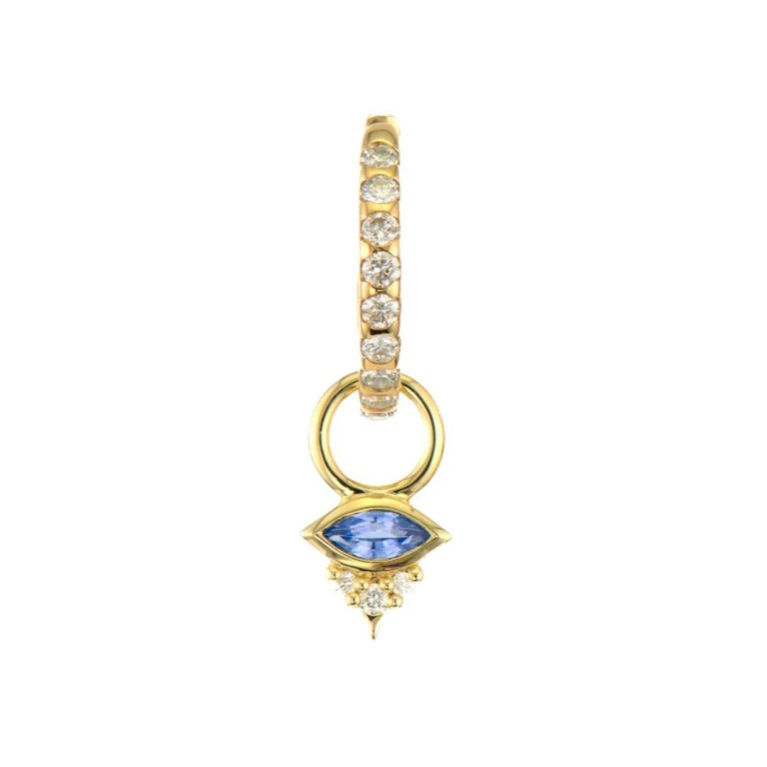 Tiny Evil Eye Charm With Marquise Blue Sapphire - Single