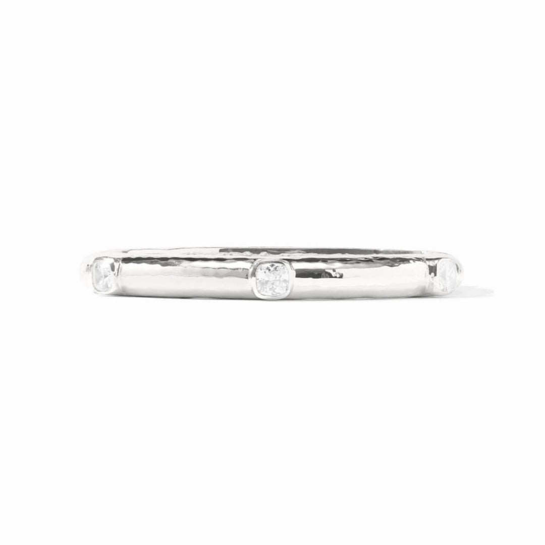 Silver Catalina Stone Hinge Bangle With Cubic Zirconia