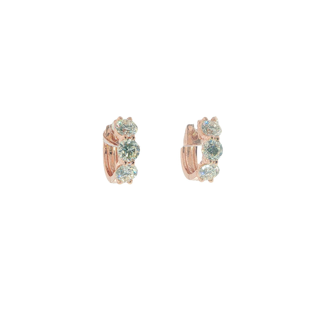 14K Rose Gold Diamond Huggies Weighing 1.81cts