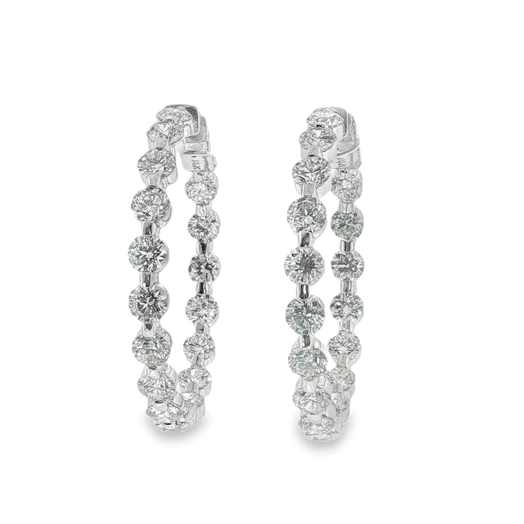 White Gold Hoops And Round Diamond Inside Out Hoops Weighing 8.88cts