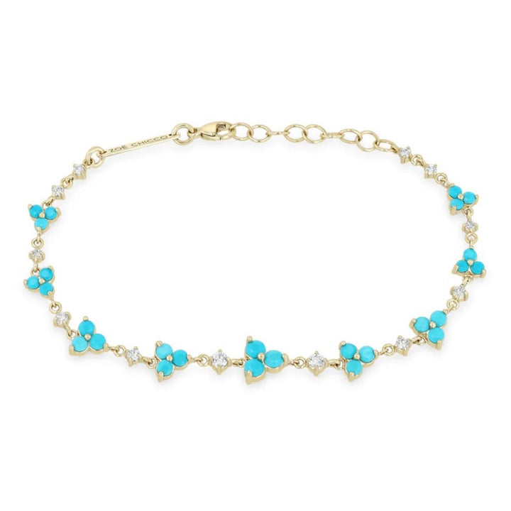 Alternating Diamond And Turquoise Trio Bracelet