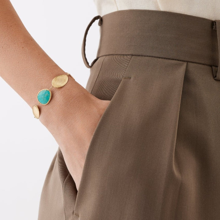 18K Yellow Gold with Turquoise Bracelet