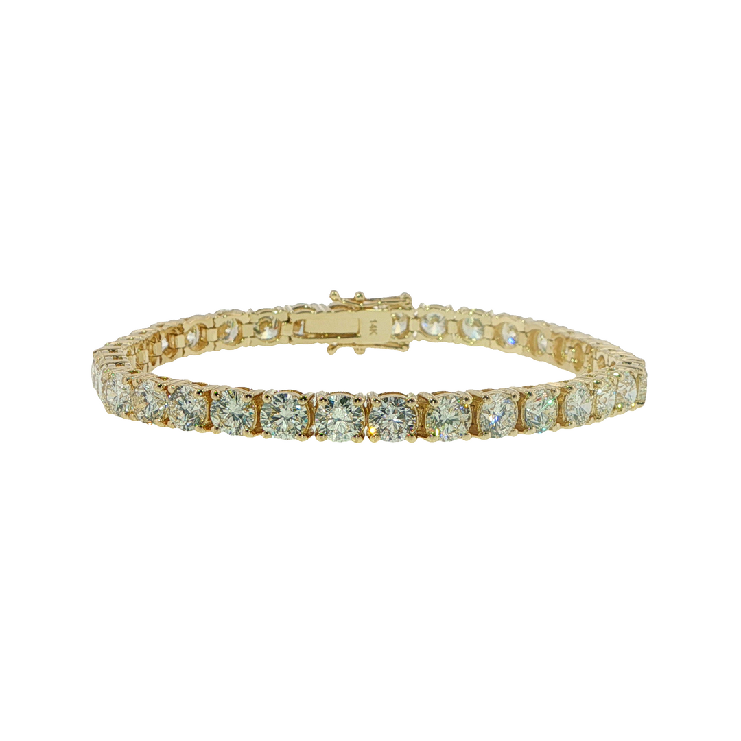 14K Yellow Gold Diamond Tennis Bracelet Weighing 14.20cts - 7"