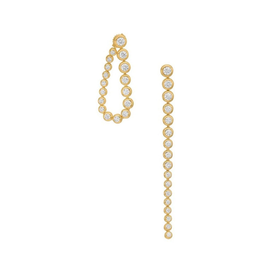 18K Yellow Gold And Diamond Moonlight Stiletto Earrings