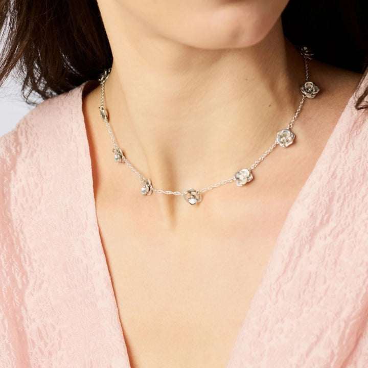 Bloom Delicate Station Necklace In Silver