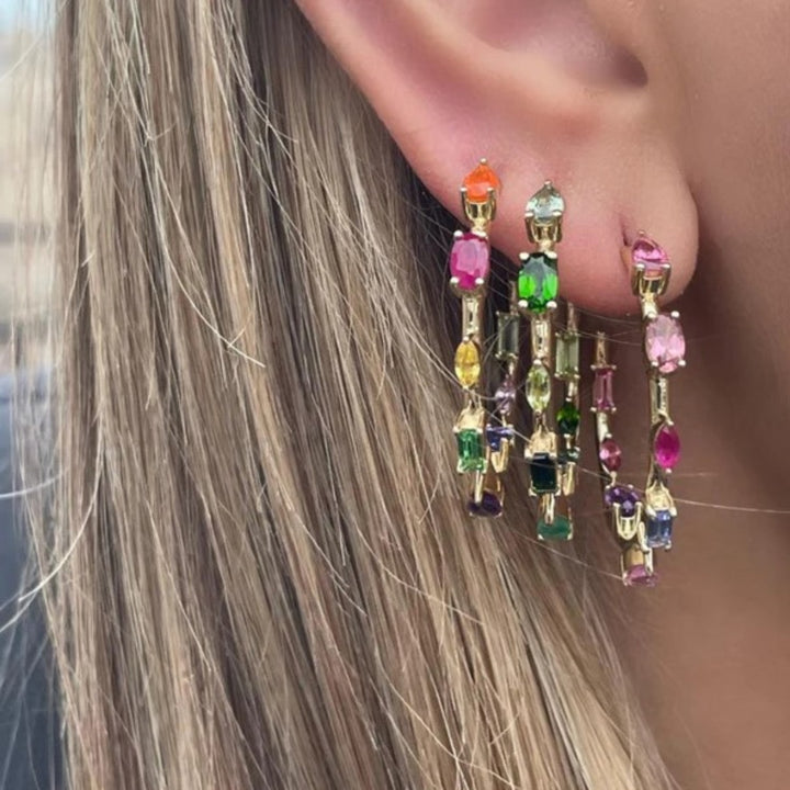 14K Yellow Gold Goddess Hoop Earrings