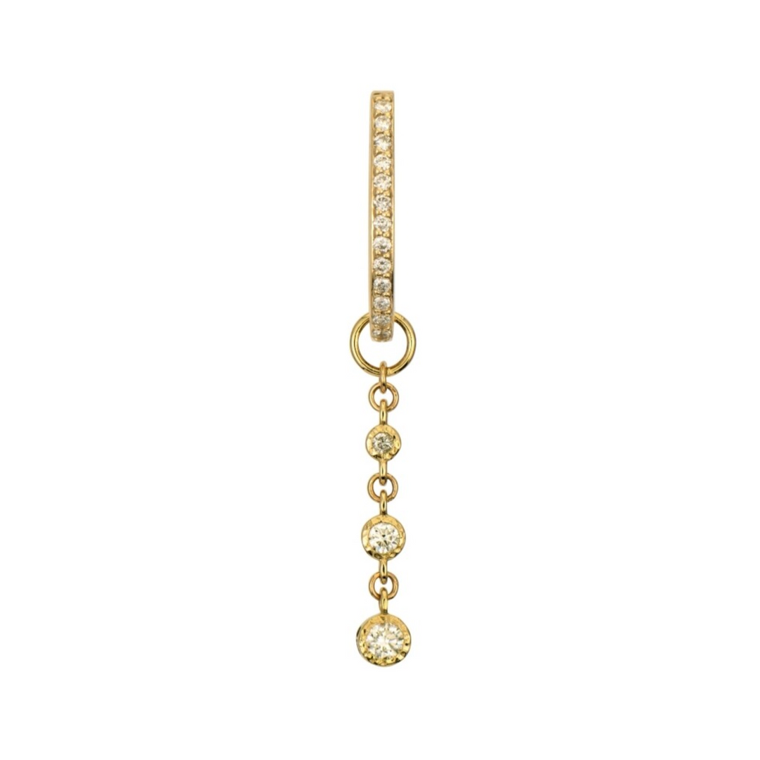 14K Yellow Gold Classic Hammered Bezel Diamond Charm - Single