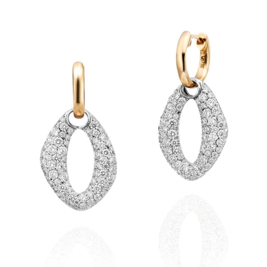 18K Yellow Gold And White Gold Diamond Gallet Earrings