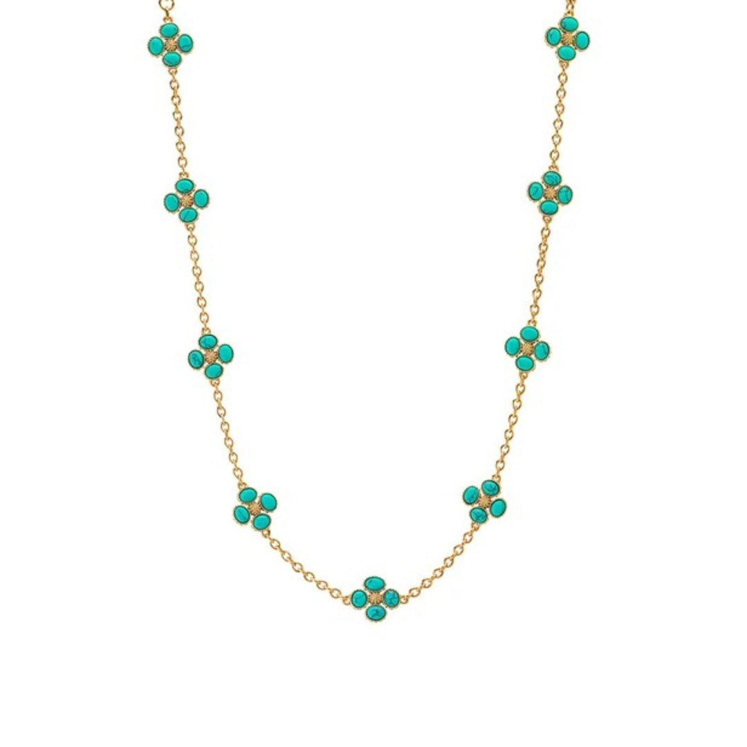 Berry Clover Double Sided Necklace In Turquoise