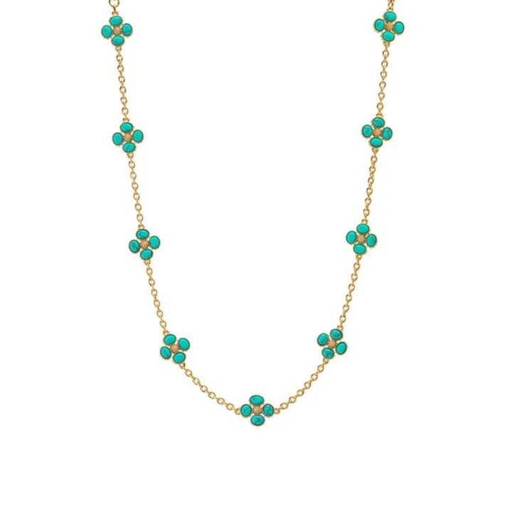 Berry Clover Double Sided Necklace In Turquoise