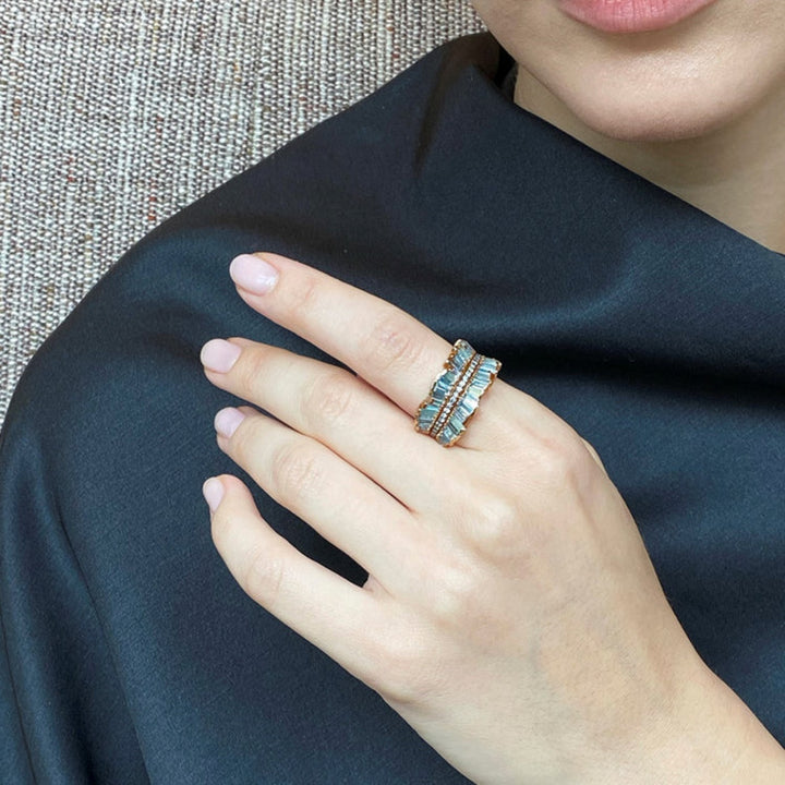 20K Rose Gold Double Ruched Ribbon Ring