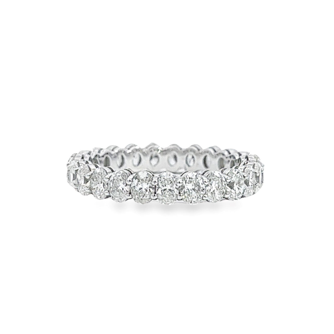 White Gold Oval Diamond Eternity Band Weighing 2.41cts - Size 6.5