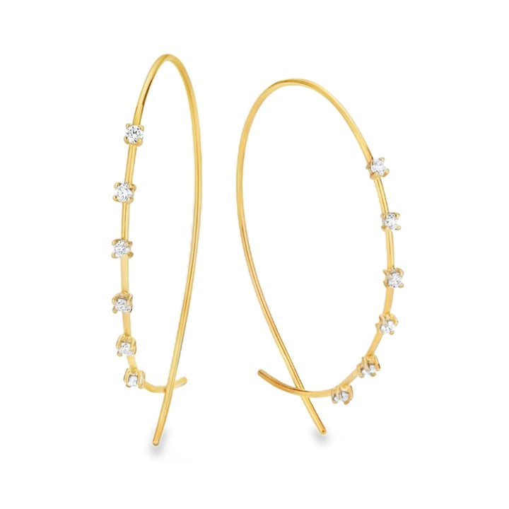 Small Upside Down Hoops With Scattered Diamonds