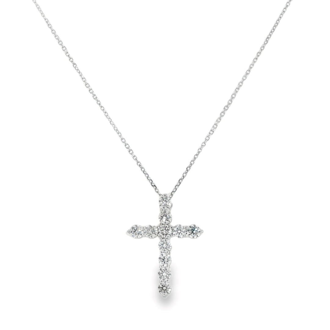 14K White Gold Diamond Cross Pendant Weighing 1.08cts